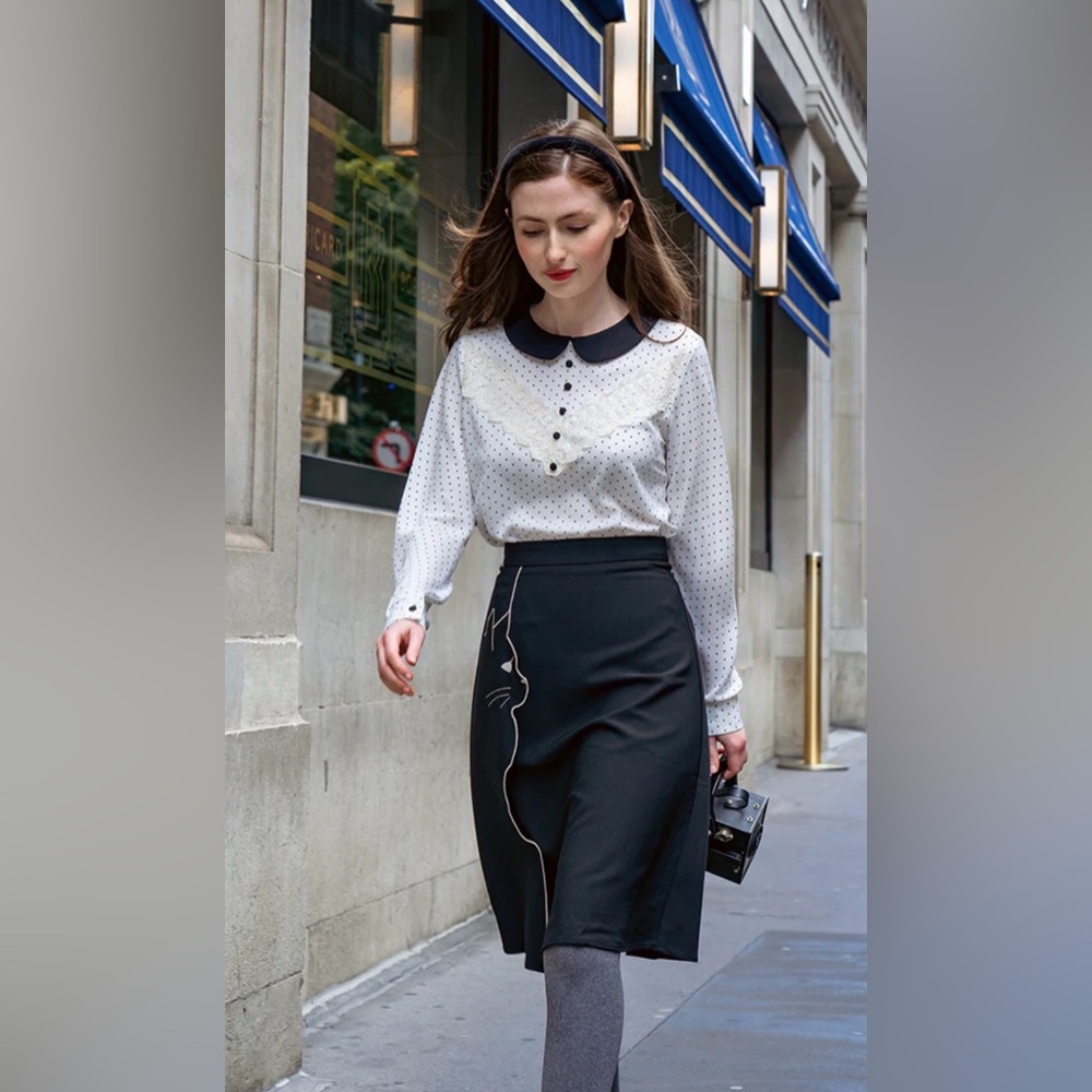 Miss Patina Lovelace Peterpan Collar Blouse, size XS